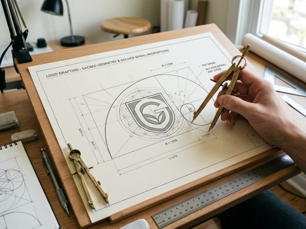 Geometric logo and consultation visual